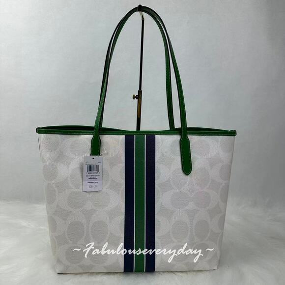 Coach City Tote Bag In Signature Canvas W/ Coach Graphic CBI79 Chalk/Kelly Multi - Picture 3 of 8